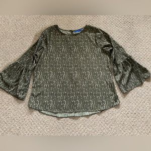 Apt 9 Polyester Blouse Size XL 3/4 Sleeves With Ruffle